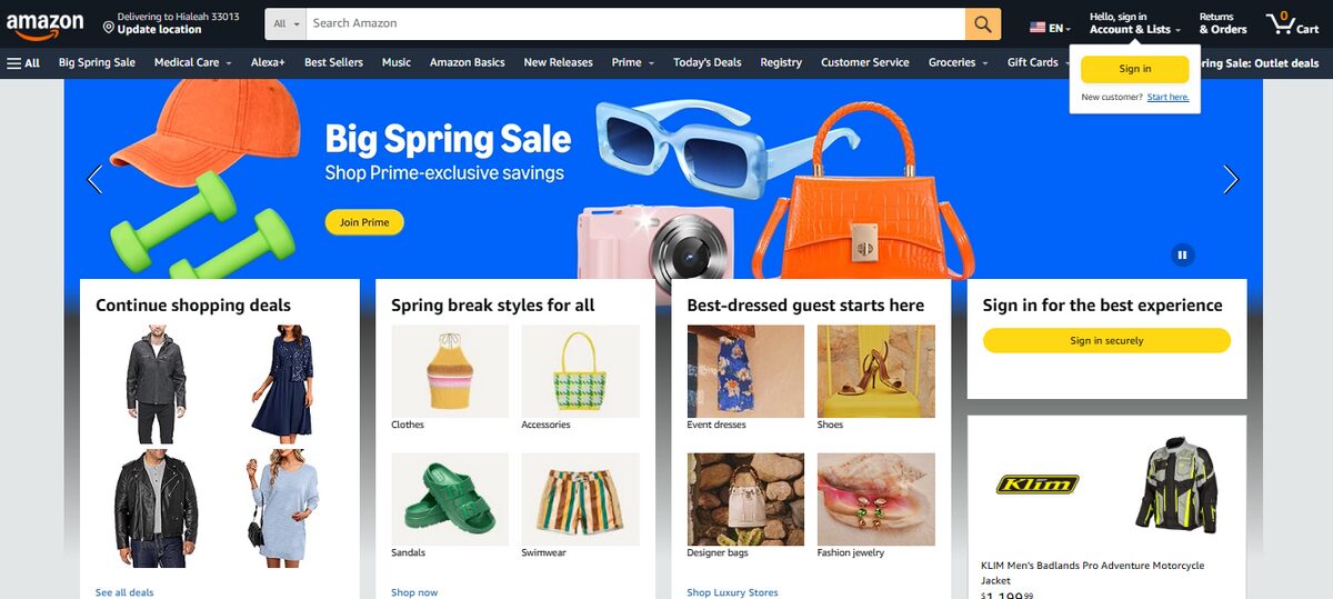 Amazon Main Page